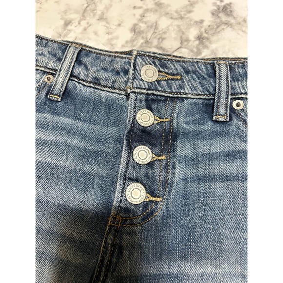 Lucky Brand The Cut off Button Fly Shorts 6/28 Ripped Distressed Raw Hem Lt Wash - Picture 2 of 9